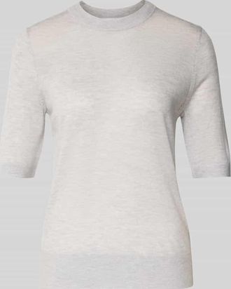 Jake*s Strickshirt aus Wolle mit Rundhalsausschnitt in Kitt, Größe XXL