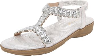 Generic Cocila Ladies Wide Fit Sandals Women Thick Fashion Beach Silver, 6 Open Toe For Womens Arch Support Footbed Orthopedic Uk Rose Gold Heels Summer Wedge