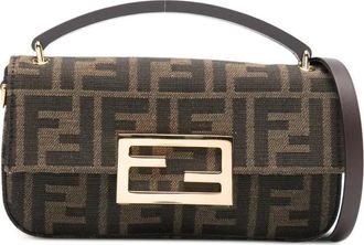 Fendi phone Baguette logo-plaque tote bag - Marrone
