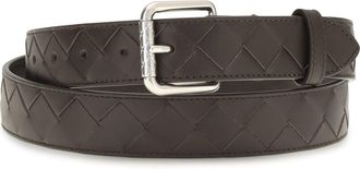 Bottega Veneta Mens Belt Intrecciato Fondant-Silver Calf Leather Fondant/silver