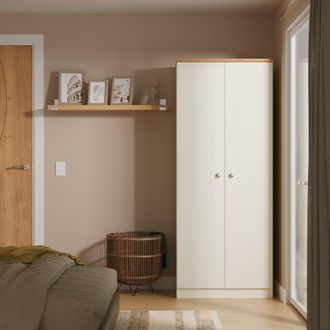 Welcome Furniture Westminster Ready Assembled 2 Door Wardrobe In Cream Ash & Riviera Oak - Welcome Furniture | TJ Hughes