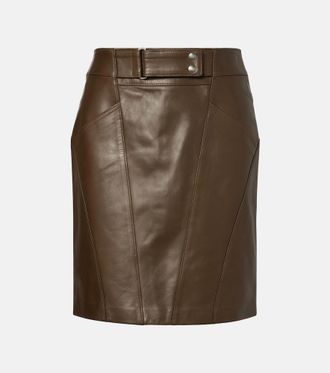 【送料&関税込】Tom Ford Prince Of Wales Skirt TOM FORD Prince of Wales Plaid Godet Leather Tie Skirt BNWT