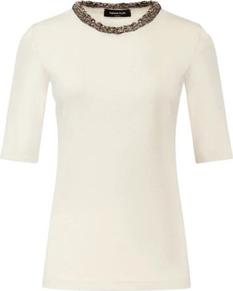 Fabiana Filippi Ronde hals gebreid - Dames - Ronde hals truien - Beige - M - Truien & Vesten