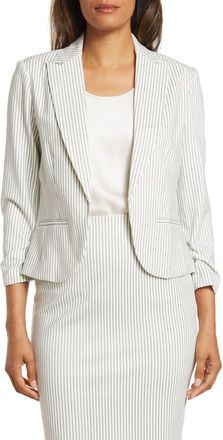 Amanda + Chelsea Amanda and Chelsea 3/4 Ruched Blazer in Grey/white at Nordstrom Rack, Size X-Small