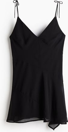 H&M Asymmetrisches Kleid aus zartem Webstoff - Schwarz