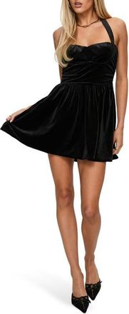 Princess Polly Araminta Velour Halter Minidress in Black at Nordstrom, Size 10