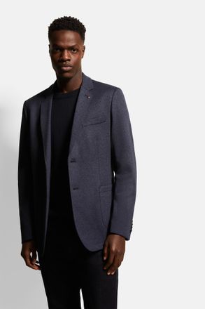 Bugatti Sakko BUGATTI, Herren, Gr. 52, blau (marine), 64% Polyester, 20% Baumwolle, 14% Viskose, 2% Elasthan, unifarben, normal, Manschette, Sakkos Sakko, mit