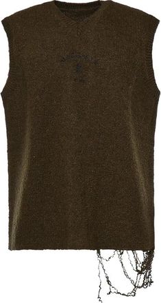 Maison Margiela Sleeveless gebreid met distressed logo - Heren - Spencers - Groen - L - Truien & Vesten