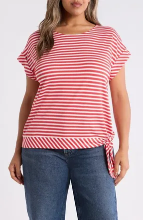 Jones New York Stripe Dolman Top in Rouge/natural White at Nordstrom, Size 1X
