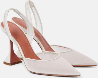 Amina Muaddi Holli mesh slingback pumps
