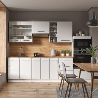 Vicco Mueble De Cocina Fame-line, Blanco Alto Brillo/blanco, 280 Cm, Et Antracita