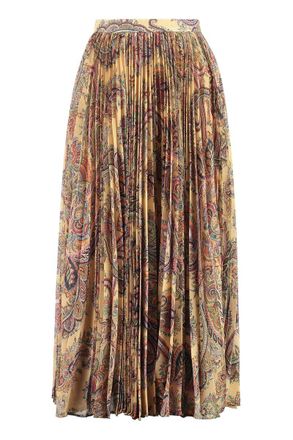 Etro Pleated Midi Skirt In Georgette
