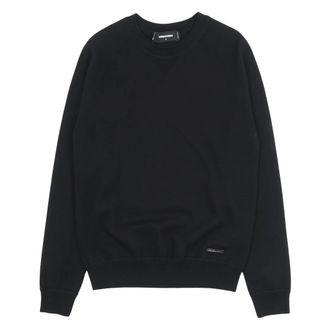 Dsquared2 Sweatshirts, male, Black, Size: XL Logo Plaque Sweater