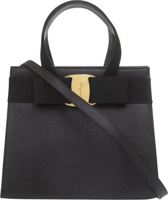 Ferragamo Pre-owned Ferragamo Lizard Embossed Leather Vara Bow Satchel Ladies U506OJT40HQXLUNF