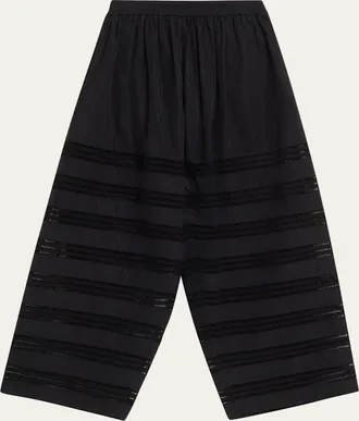 Alaia Embroidered Cotton Wide-Leg Crop Culotte Pants