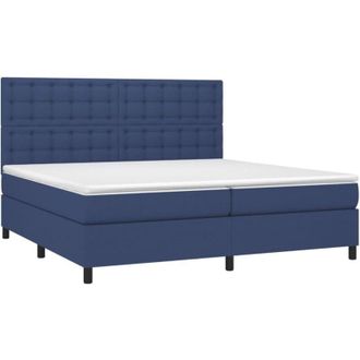 vidaXL Vidaxl - Cama Box Spring Colch&oacute;n Y Luces Led Tela Azul 200x200 Cm