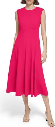 Calvin Klein Scuba Crepe Fit & Flare Dress in Watermelon at Nordstrom Rack, Size 14
