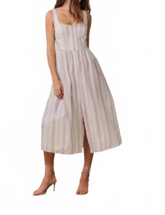 LoveShackFancy Majory Cotton Bustier Midi Dress In Cinched Blue