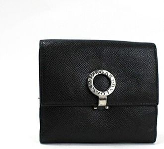 Bulgari Black Blue Leather Wallet (Bi-Fold) (Pre-Owned)