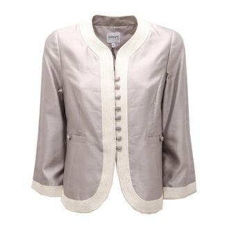 Armani Vintage effect zijde/katoenen jas - Dames - Zomerjassen - Grijs - L - Katoen - Jassen