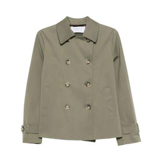 Harris Wharf London Light Jackets, female, Green, Size: M Lightweight Double-Breasted Trench Coat