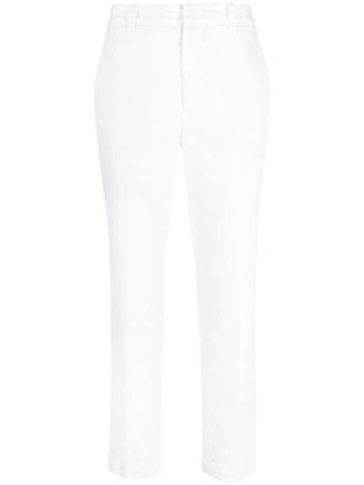 Brunello Cucinelli cropped-leg cotton trousers - women - Cotton/Cotton/Spandex/Elastane/Lyocell - 48 - White