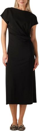 Knit-ted Kleedjes, Dames, Zwart, S, Elegante Zwaan Midi Jurk