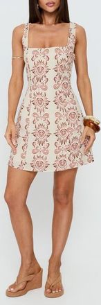 Princess Polly Maris Sleeveless Minidress in Cream/pink at Nordstrom, Size 10
