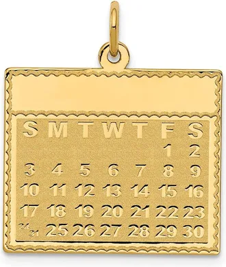 Diamond2Deal 14k Yellow Gold Friday the First Day Calendar Pendant