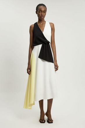 Karen Millen Womens Soft Tailored Colour Block Detail Midi Dress - Multicolour - Size 14 UK