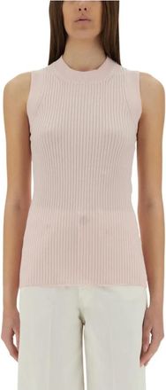 Sportmax Tione Tank Top - Dames - Tops zonder mouwen - Roze - L - Katoen - Tops