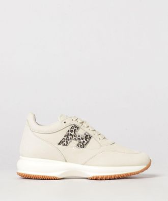 Hogan Sneakers Interactive in pelle e cavallino con stampa animalier e suola chunky