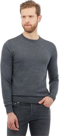 Brooks Brothers Merino wollen trui met ronde hals - Heren - Ronde hals truien - Grijs - XL - Wol - Truien & Vesten