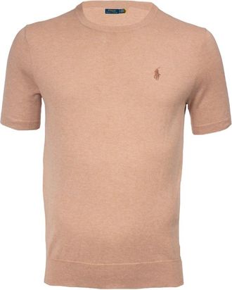 Polo Ralph Lauren Korte mouw Ronde hals Gebreid - Heren - Ronde hals truien - Beige - 2XL - Katoen - Truien & Vesten