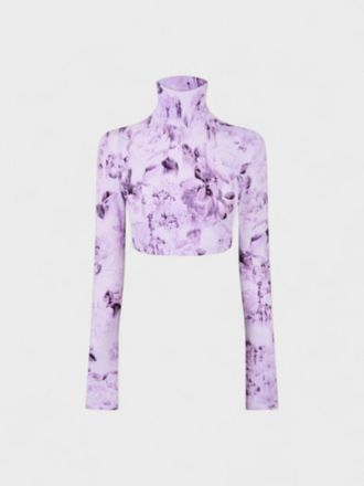 Off-white Womens Chinese Cropped Long Sleeve Tee Purple - Size Medium
