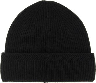 Moncler MO339769BM Virgin Wool & Cashmere Ribbed Beanie - Black