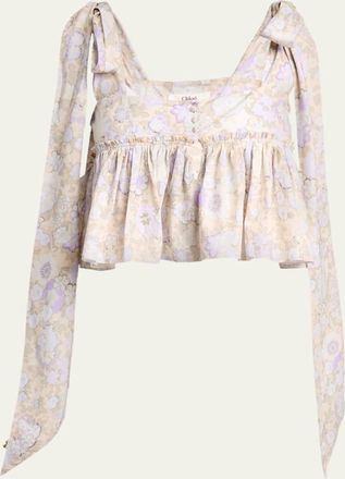 Chlo&eacute; Painted Flowers Cotton Top