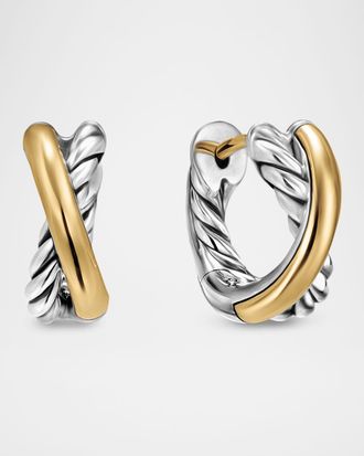 David Yurman 5mm DY Crossover Huggie Hoop Earrings in Silver