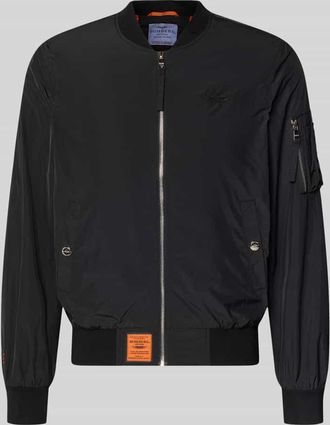 Original Bombers Bomberjacke mit Label-Patch und Eingrifftaschen in Black, Gr&ouml;&szlig;e XXXL