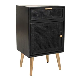 Wanderlust Deco Wanderlust Deco - Mesita De Madera Y Rejilla Lacado Negra 42x36,5x71