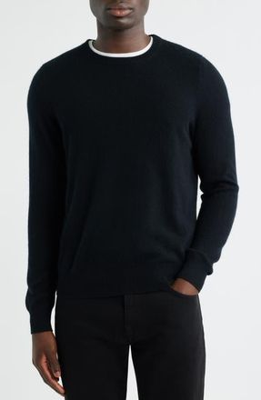 Nordstrom Cashmere Crewneck Sweater in Black Caviar at Nordstrom, Size Xx-Large
