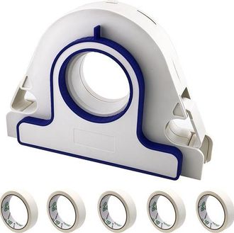 No Brand Juego De 6 Piezas Para Aplicar Cinta Adhesiva Con 5 Rollos De Cinta Blanca De 25 Mm - Soporte Port&aacute;til