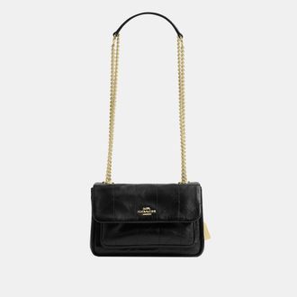 Coach Womens Elodie Crossbody Bag 18 With Quilting - Black Leather - One Size