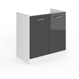 Vicco Base per lavello R-Line, Antracite lucido, 80 cm con ante, senza piano di lavoro Vicco