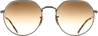 Ray-Ban Round Unisex Arista Gold Brown Gradient RB3565 Jack Metal - One Size