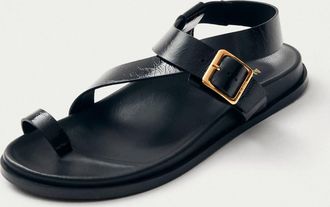 Alohas Womens Siren Leather Sandal In Onix Black