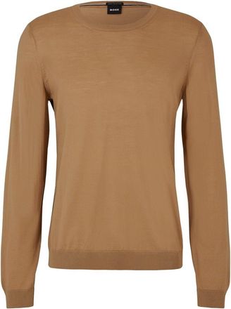 HUGO BOSS Mens Leno Knit Jumper, Soft Virgin Wool in Beige 260 - Size X-Large