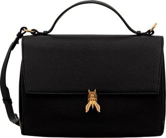Patrizia Pepe Fly Top Handle - Dames - Handtassen - Zwart - ONE Size - Leer - Tassen