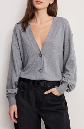 Good American Two Way Button-Up Cardigan in Charcoal at Nordstrom, Size 3X-Large