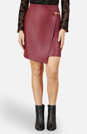 Yumi Faux Leather Wrap Mini Skirt in Burgundy at Nordstrom, Size 12